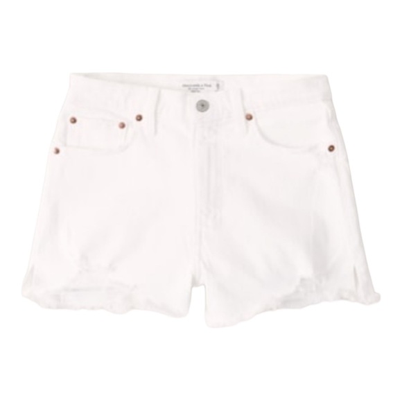 NWT ABERCROME & FITCH Curve Love White High Rise Cutoff Denim Mom Shorts Size 24 - Picture 4 of 6